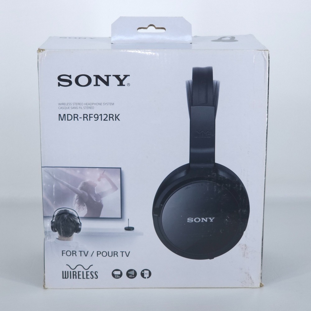 Sony MDR-RF912RK Wireless TV Headphones Black RF Stereo 150ft 13 Hour Deadstock